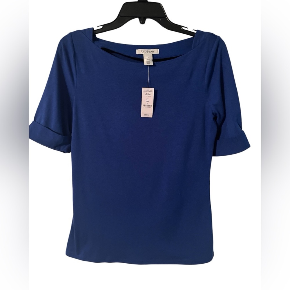 White House black market new with tags blue purple short sleeved cut top small